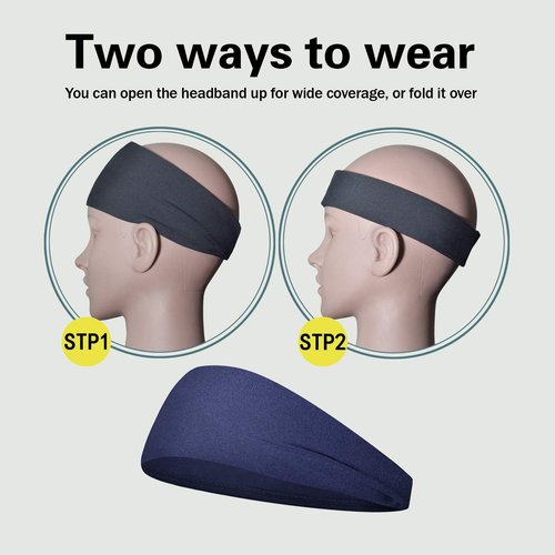 Pilamor Sports Headbands for Men (5 Pack),Moisture Wicking Workout Headband, Sweatband Headbands for Running,Cycling,Football, Yoga,Hairband for Women and Men(Gray, Green, White, Blue, Black)