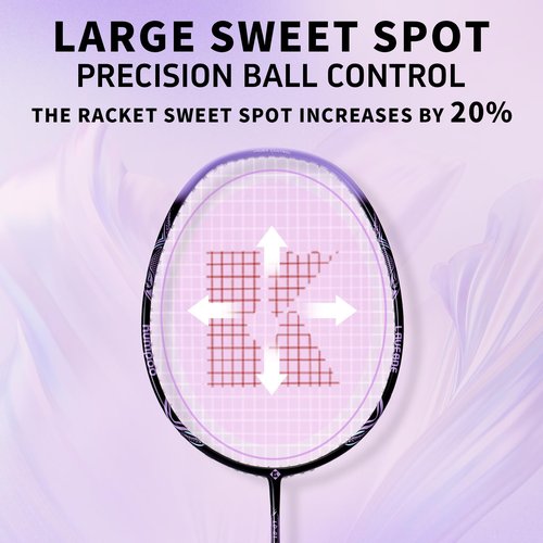 KUMPOO Badminton Set with 2 Carbon Shaft Badminton Rackets, Replacement Overgrips, 1 Racket Bag, Professional Badminton Racquet 3U-87g Lightweight for Beginners Outdoor Games, LD-01 White+Black