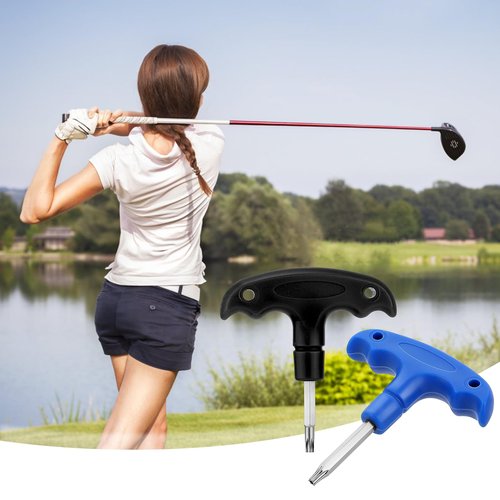 QIYUDA 2 Pcs Golf Torque Wrench Tool, Stainless Steel Portable Golf Driver Club Adjustment Head Tool for T20 (Blue) and T25 (Black)