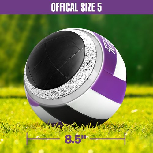 Outdoor Portable Volleyball Net Set with Adjustable Height Steel Poles, Volleyball, Anti-sag Winch System, Pump, Boundary Line, and Carry Bag for Backyard, Beach, Lawn