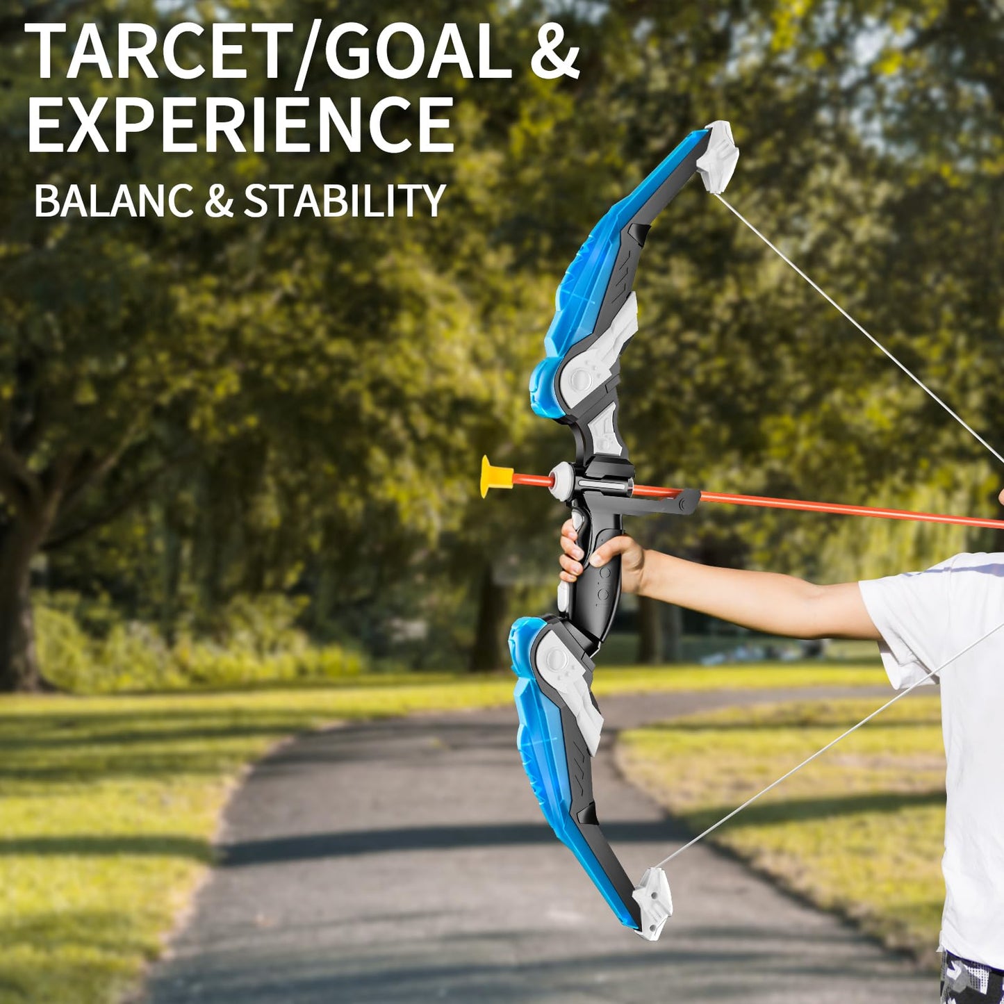 TEMI Kids Bow and Arrow Set - LED Light Up Archery Toy Set with 10 Suction Cup Arrows, 4 Target & Quiver, Indoor and Outdoor Toys Archery Boys Toys Gifts for 3-12 Years Old Boys Girls