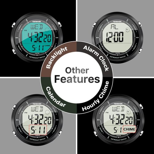 Swimming and Diving Wristwatch 10 ATM Waterproof Sports Watchwith Multiple Functions of Alarm Clock, Stopwatch, Countdown, Dual Time, 12 and 24 Hour Format Switchable, Silicone Band