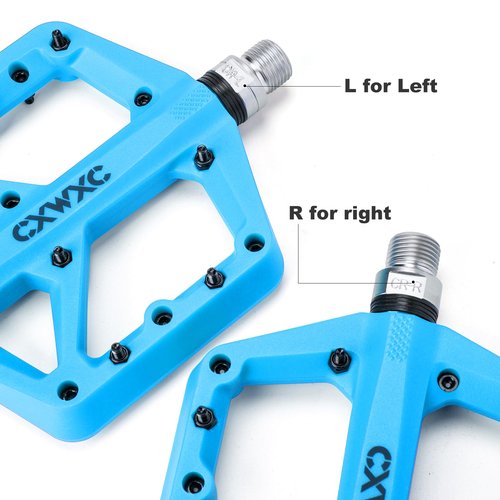 CXWXC Mountain Bike Pedals - Lightweight Nylon Fiber Bicycle Pedals - Platform Pedals for BMX Mountain Bike 9/16" (Blue)