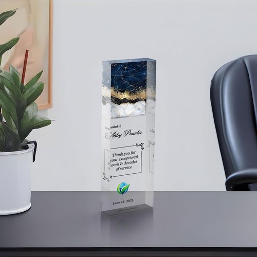 Suseaz Personalized Award Corporate Trophy Award, Customizable Acrylic & Glass Award, for Company Anniversary, Employee Appreciation, Awards Ceremony Logo (AW7)