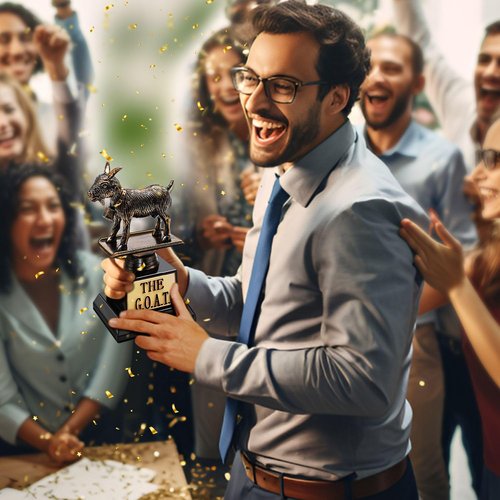 Flexzion The Goat Trophy Award - Greatest of All Time Funny Trophy for Adults, Engraved Plate with Statue, Unique Recognition Gift Plaque for Fantasy Sports, Employee, Teacher, Boss, Friend, & More