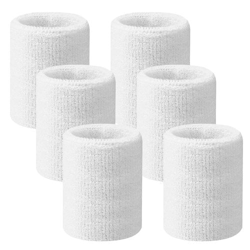 Qianyu 6 PCS Sports Wristbands, Tennis Sweatbands Absorbent Gymnastics Sweat Band Elastic Athletic Wrist Bands Breathable 3 Inch Wristband for Basketball Football Running Working Out Men Women