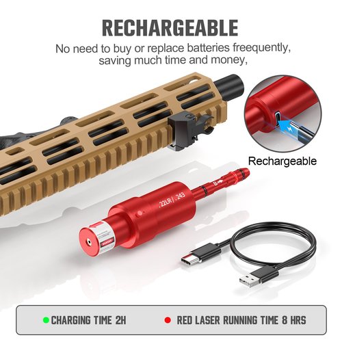 Vantara 2-in-1 .22LR / .243 Laser Training Cartridge w/Bore Sighter for Dry Fire Training System - Green Laser Bullet Bore Sighting for Shooting Practice & Sight Calibration