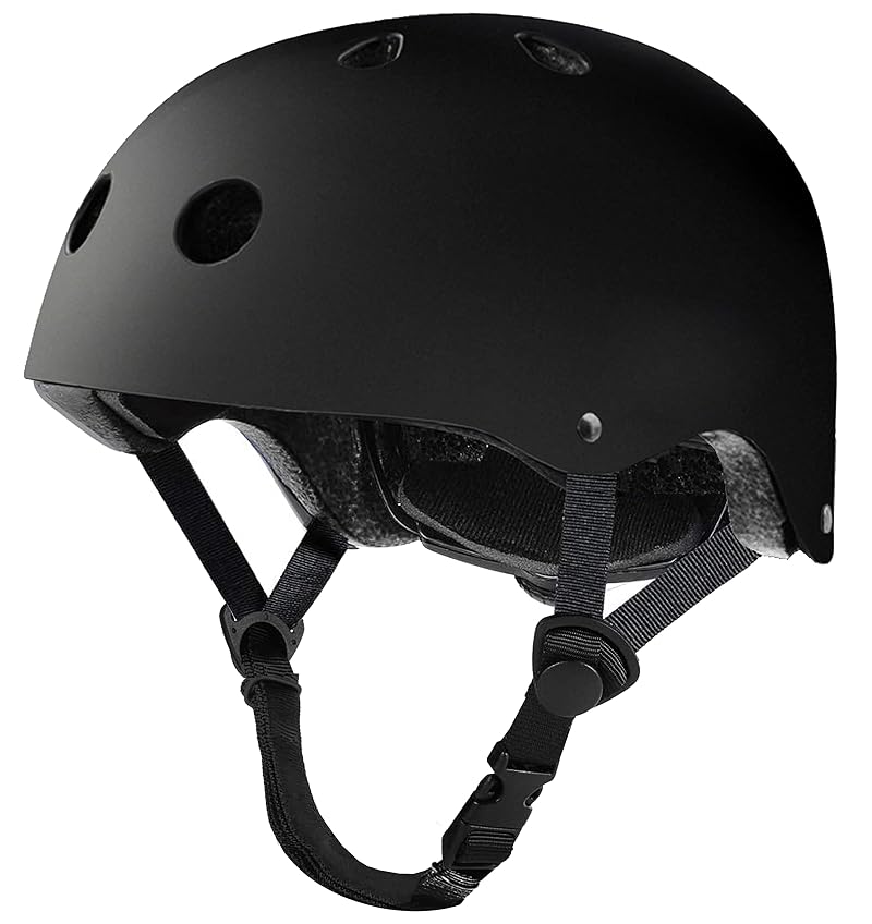 Tourdarson Skateboard Helmet - Impact-Resistant, 11 Venting Holes, Medium (Black)