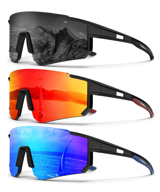 KALIYADI Polarized Sunglasses-for-Men Sports Sunglasses: Mens Running Sun Glasses UV400 Protection for Cycling Fishing