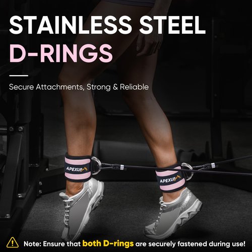 APEXUP Ankle Strap for Cable Machine, Ankle Resistance Bands, Cable Kick Back Straps for Gym, Glute Workouts, Leg Extensions, Adjustable Straps with Neoprene Padding (Single, Pastel Pink)