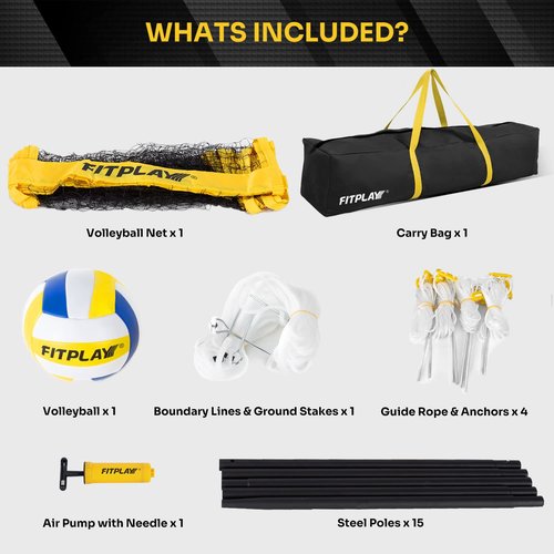 Four Square Volleyball Net Set with Carry Bag,Volleyball & Air Pump - Height Adjustable 4 Way Volleyball Net Set for Backyard, Beach, Easy Assemble Outdoor Volleyball Games for Kids and Adults