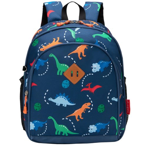 JinBeryl Toddler Backpack Boys, 12 Inch Kids Backpack for Preschool or Kindergarten, Dinosaur Navy Blue