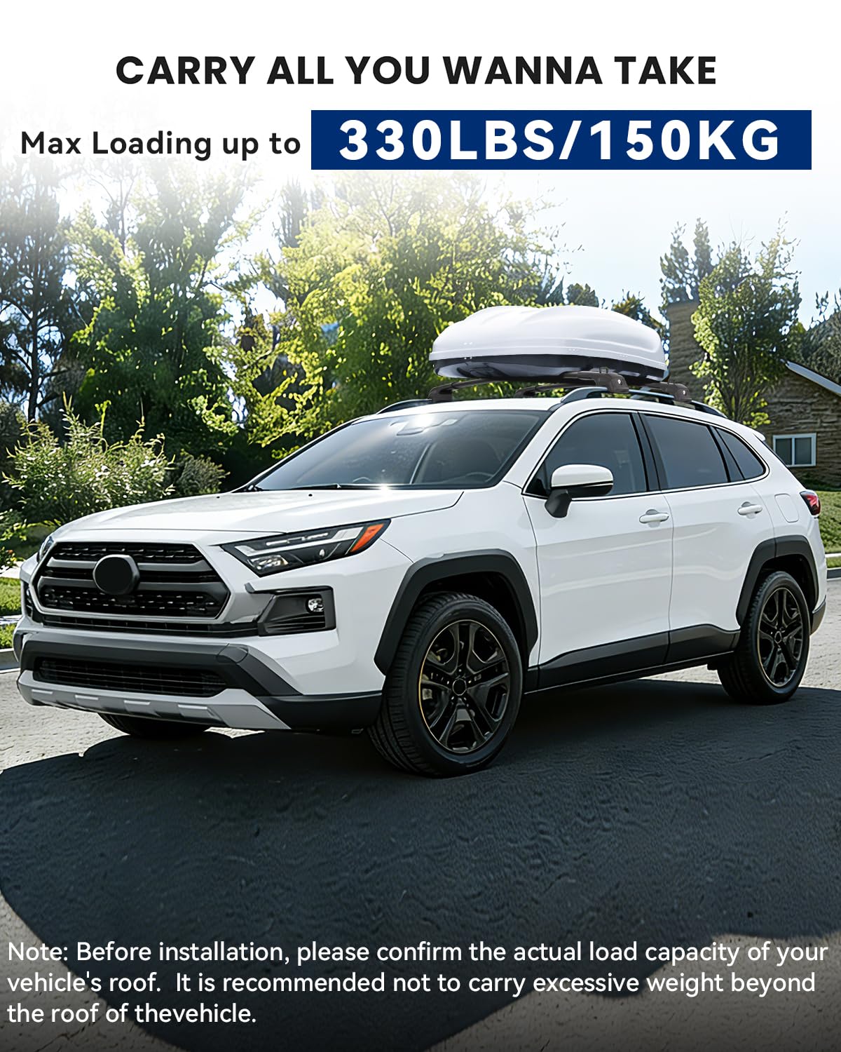 330Lbs Roof Rack Cross Bars Compatible with Toyota RAV4 Adventure/TRD Off-Road 2019-2025, Heavy Duty Aluminum Roof Rails Top-Mount Crossbars Rooftop Luggage Racks Cargo Carrier