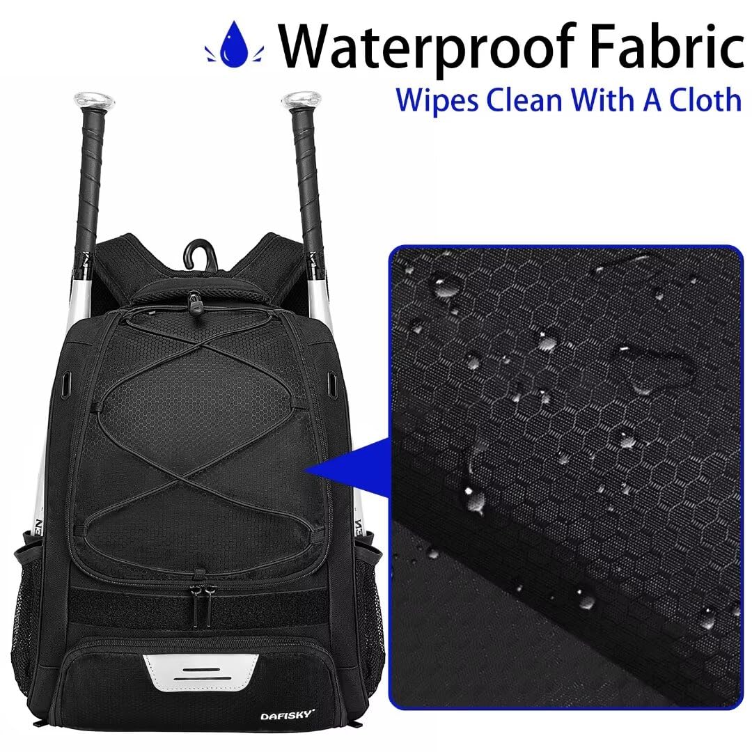 DAFISKY Baseball Bag Softball Backpack - Youth Adult T Ball Bat Equipment Bag with Bat Helmet Holders, Shoe Compartment