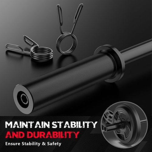 Olympic Barbell Bar 55", 2In-Weight Lifting Bar Standard Straight Barbell Bars for Bench Press/Hip Thrusts/Biceps/Lunges/Squat/Strength-Training Home Gym Weight Bar, 2 Collars(500lb Capacity) (Black)