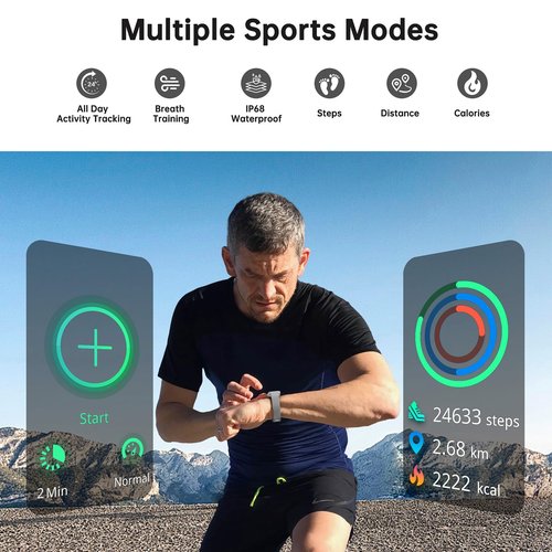 Sunorshop Health Fitness Tracker, Smart Watch with 24/7 Heart Rate and Blood Oxygen Monitor, Sleep Tracker with IP68 Waterproof, Activity Tracker Pedometer Step Counter for Women Men