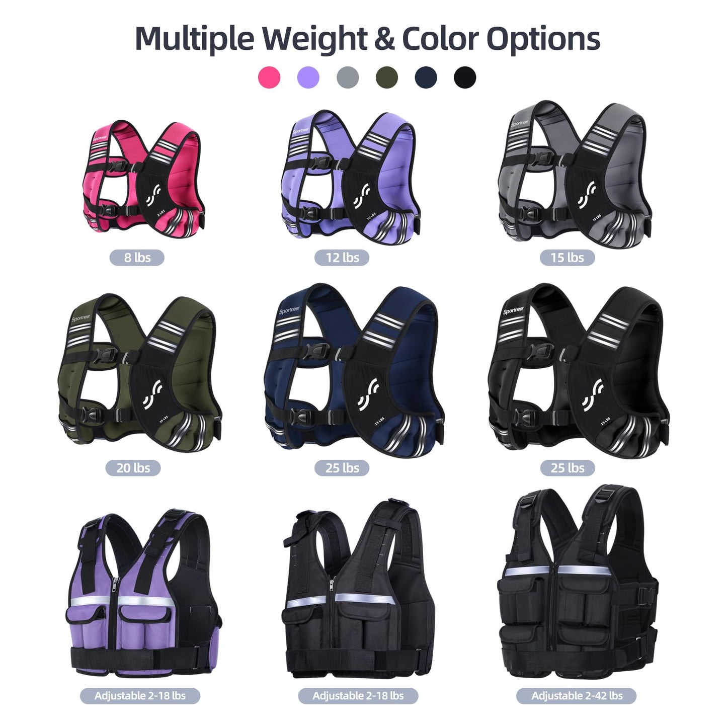 Sportneer Weighted Vest for Women 8lb Walking Weight Vest with Phone Bag