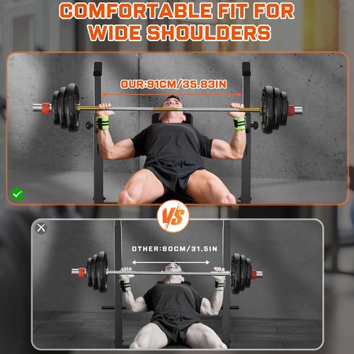 Fostoy Weight Bench Set, 770lbs Bench Press Rack, Adjustable Weight Benches for Home Gym, Olympic Workout Bench for Full Body Fitness, Flat Incline Bench With Removable Foot Catch