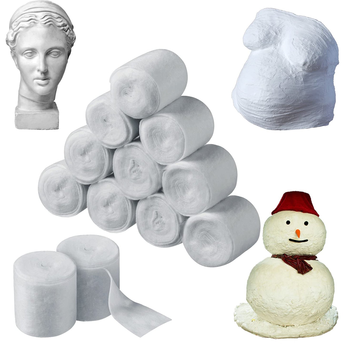 Nuanchu 12 Rolls Medical Cotton Cast Padding Roll Individual Pack Soft Plaster Cloth Gauze Roll Undercast Padding Wrap Bandage for Halloween Bandage Art Body Casts Mask Making Craft(2 Inch X 8.8 ft)