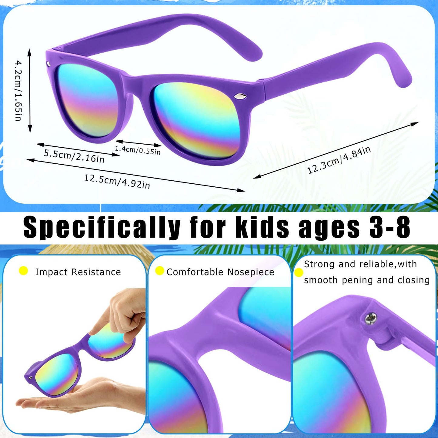 GoodUping 6 Pcs Kids Sunglasses Bulk with UV Protection, Neon Sunglasses Party Favors for Boys Girls, Summer Outdoor Accessories for Beach Pool Birthday Graduation Party Supplies