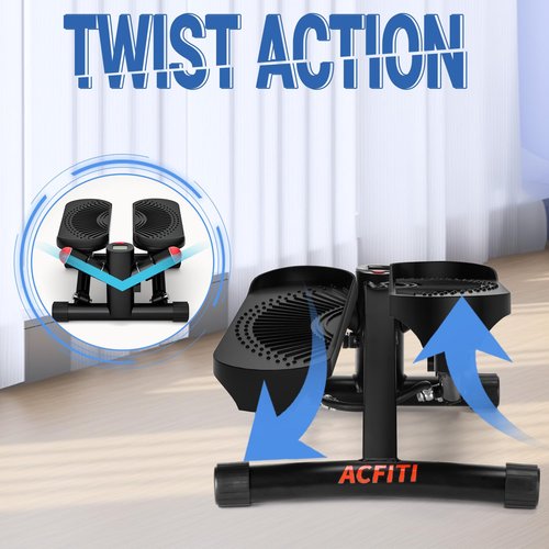 ACFITI Mini Stepper with Resistance Bands, Air-Powered Twist Stepper for Full Body Workout - 350lbs Loading Capacity