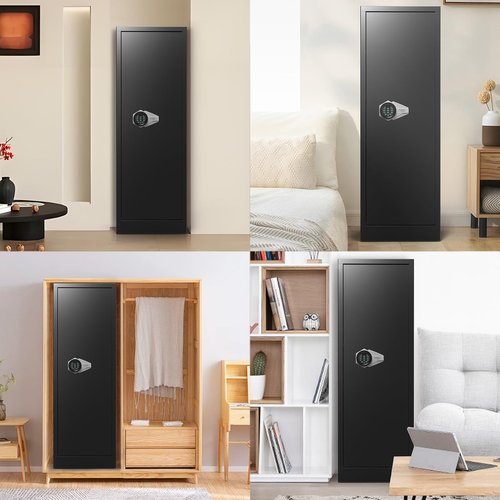 Marcree Gun Safe, 8-12 Gun Cabinets for Rifles and Shotguns with Dual Alarm System, Quick Access Guns Locker with Removable Shelf, Digital Rifle Cabinet for Home, Mute Function, Assembly Required