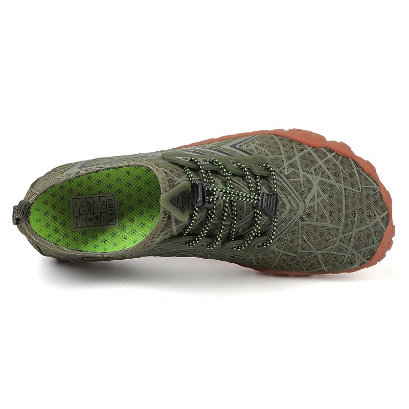 Water Shoes for Men and Women - Quick-Dry Barefoot Hiking & Swim Footwear, Green/12 Women & 10 Men
