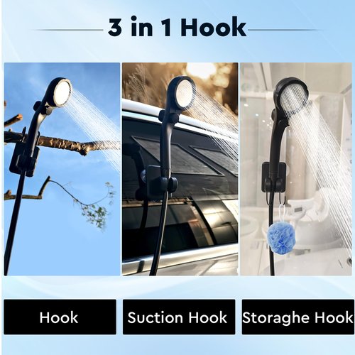 Fotgear Portable Camping Shower, 6000mAh Rechargeable Outdoor Shower Pump with LED Display, 3 Spray Modes, IPX7 Waterproof Camping Shower Kit for Hiking, Travel, Car Washing, RV, Pet Bath