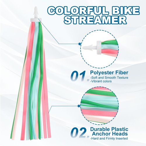 MECCANIXITY Bike Streamers Colorful Bike Tassels Scooter Handlebar Streamers Bicycle Tassel Ribbon for Bicycle Tricycle Handles Accessory (Green, Pack of 4)