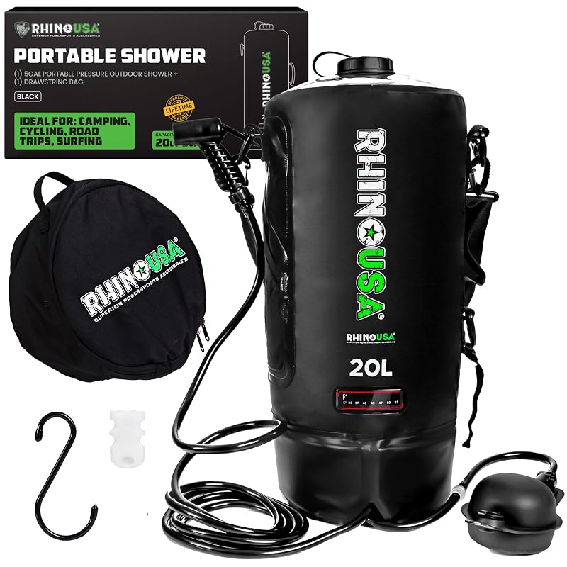 Rhino USA Portable Solar Camp Shower 5 Gal/20L - Black