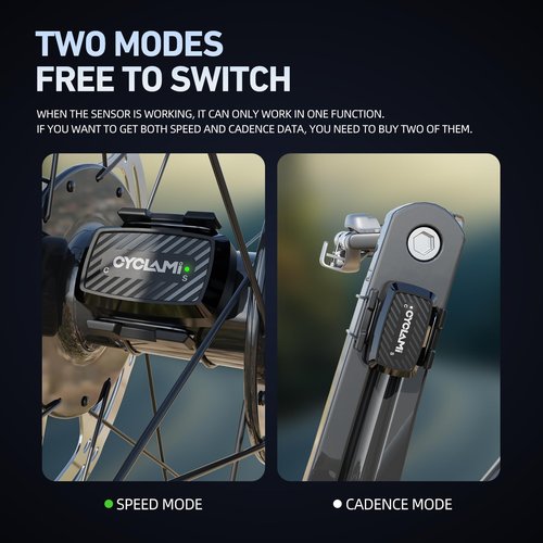 CYCLAMI Bike Speed/Cadence Sensor ANT+ & Bluetooth RPM Cycling Sensor, Wireless Bicycle Cadence Sensor for All Cycling Computer, Compatible with Zwift, Rouvy, IPX6 Waterproof with 270H Battery Life