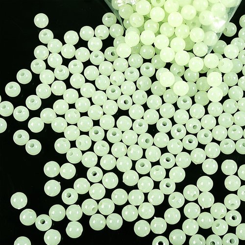 Fcnjsao 100Pcs Nonslip Luminously Fishing Beads Round Space Beans Hard Fishing Beads Stopper Fishing Tackle Tool Enduring