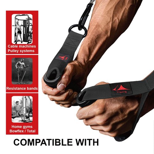 Vigoog Heavy Duty Gym Exercise Handles Attachment for Cable Machine,Resistance Band,Pulley System Fitness Workout Equipment, with Elastic Rubber Grip (Carbon Black XR)