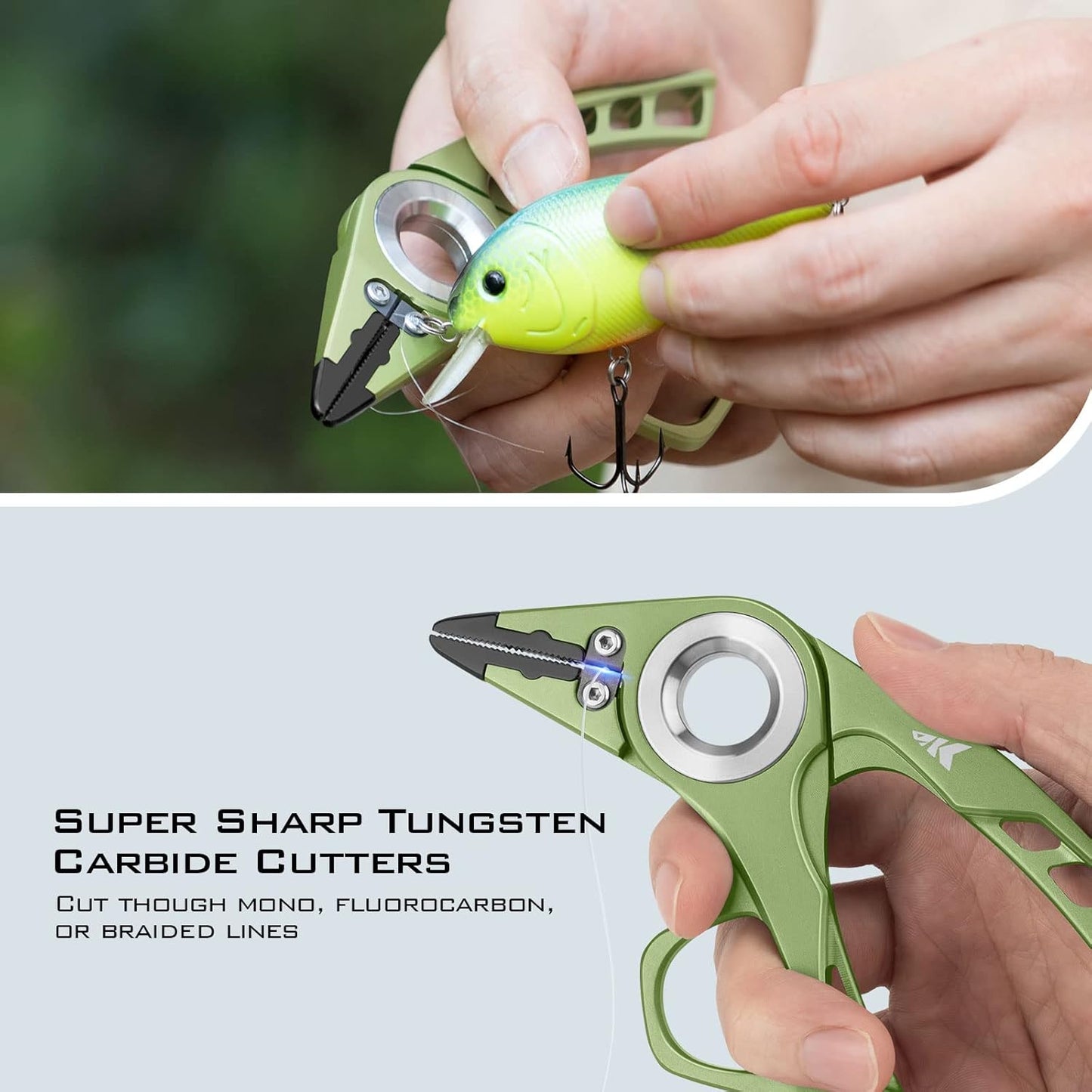 KastKing Micro Gila Fishing Pliers, Integrated Finger Hole, Aircraft Grade Aluminum, Fishing Tools, Saltwater Resistant Fishing Gear, Tungsten Carbide Cutters, Burt Orange