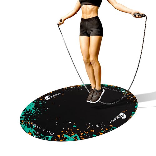 Jump Rope Mat Large Rubber Exercise Mat Rope Skipping Workout Mats for Home Gym Flooring Non-Slip Oval Design for Floor & Rope Protection VR mat Green