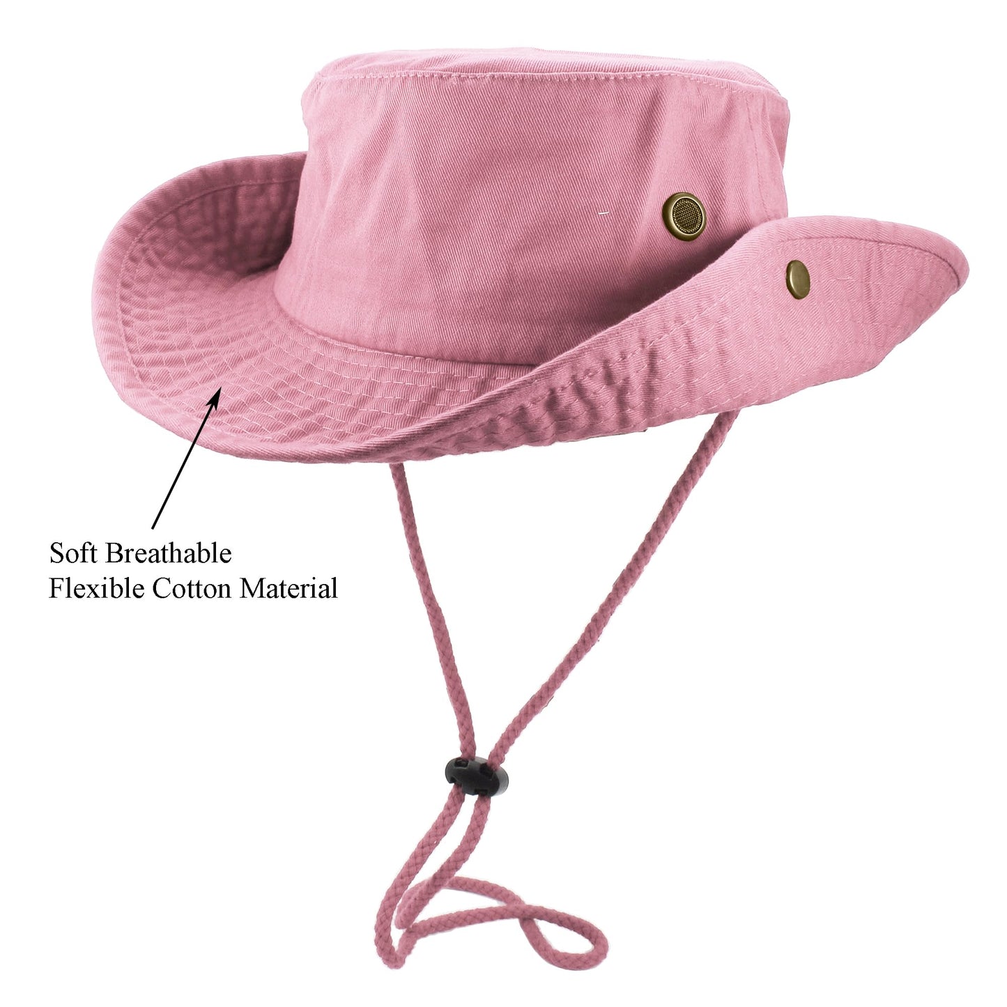 Gelante 100% Cotton Stone-Washed Adjustable Bucket Safari Boonie Sun Hats 1910-Pink-S/M
