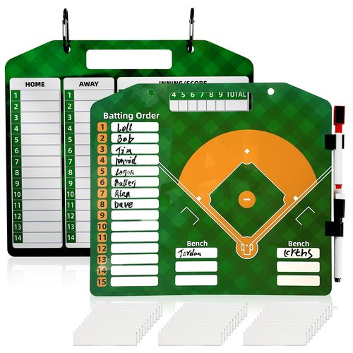 QCBF Magnetic Baseball Lineup Board，Baseball Lineup Cards Baseball Lineup Board for Dugout Baseball Accessories 40 Sheets Lineup Cards Baseball Clipboard