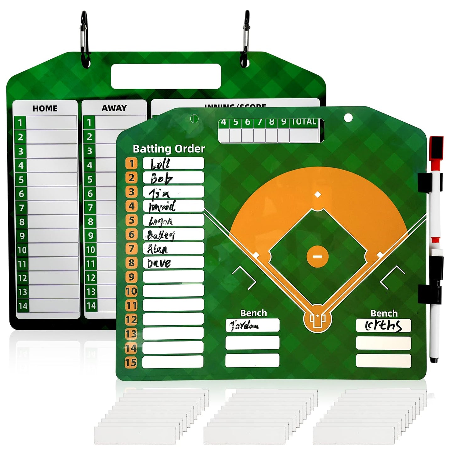 QCBF Magnetic Baseball Lineup Board, Baseball Lineup Cards Baseball Lineup Board for Dugout Baseball Accessories 30 Sheets Lineup Cards Baseball Clipboard