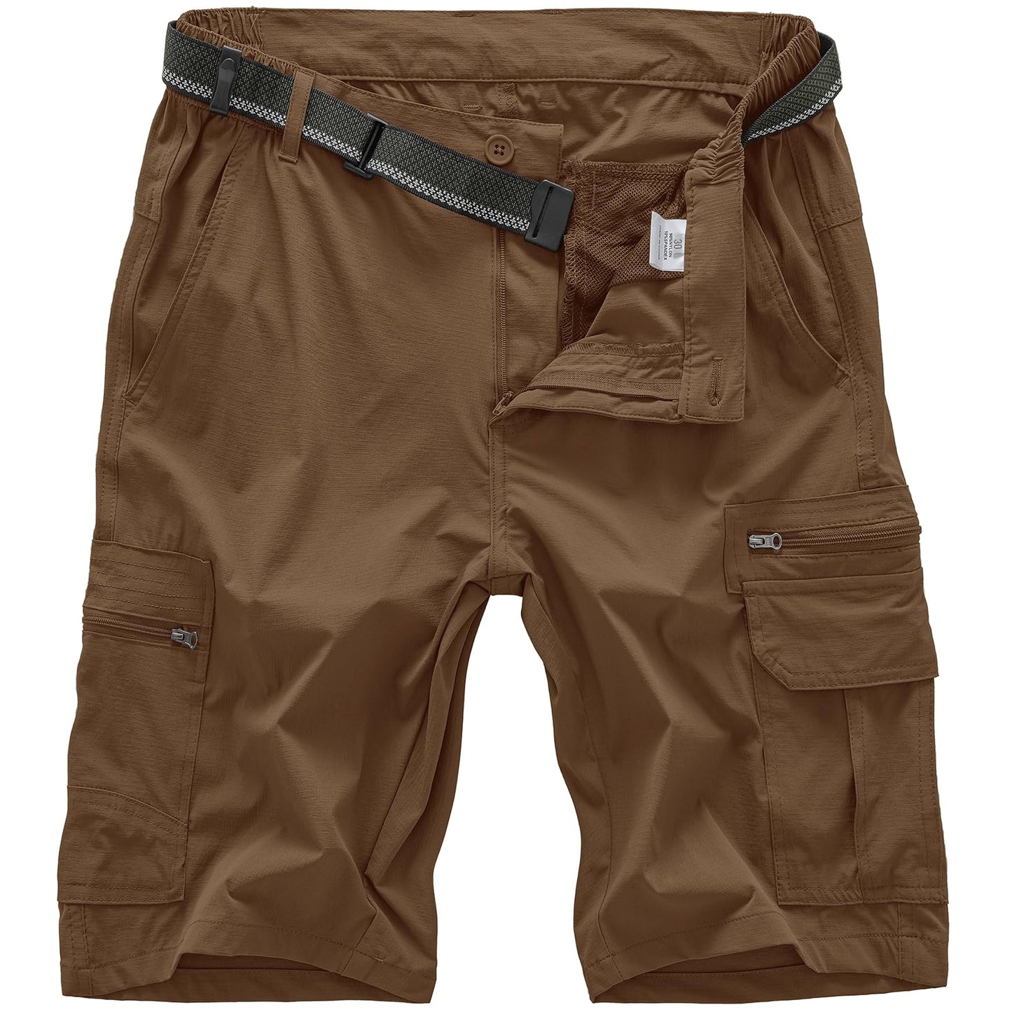 Jessie Kidden Mens Outdoor Casual Expandable Waist Lightweight Water Resistant Quick Dry Fishing Hiking Shorts (6222 Coffee 42)