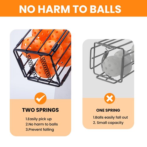 Foldable Tennis Ball & Pickleball Hoppers, Tennis Ball Picker Pick Up Basket for Picking and Storage, Sturdy Lightweight Structure Tennis Basket can Accommodate 16 pickleballs or 24 Tennis Balls