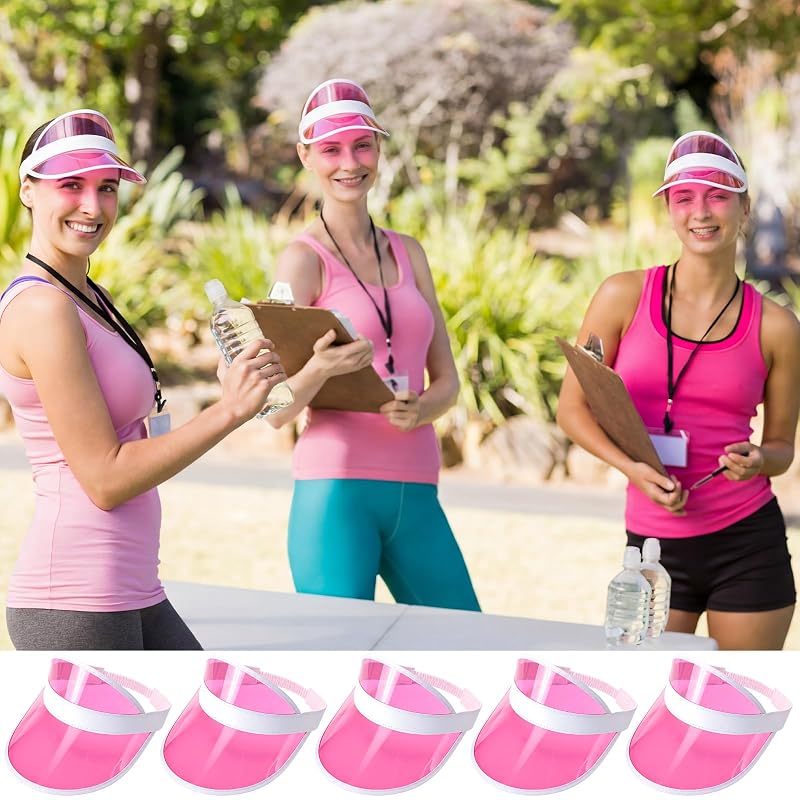 Tarpop Poker Visors Hats - Pink (5-Pack) Adjustable Sun Visor