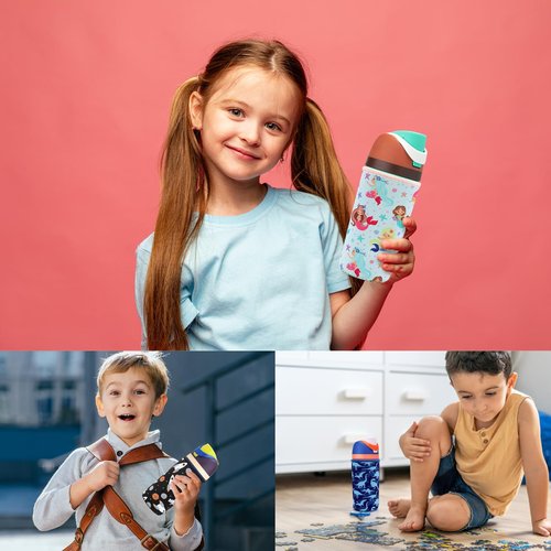 Cute Sleeve for Owala Kids FreeSip 16 oz, Thick Neoprene Cover Compatible with Owala 16 oz, Water Bottle Scratch Resistant Sleeve for Boys Girls to School (Mermaid World, 16 Ounces)