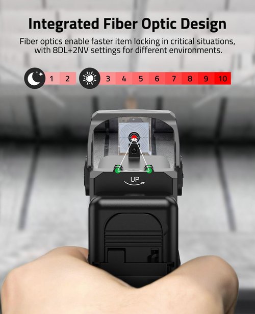 CVLIFE WolfCovert Motion Awake 6 MOA Red Dot Sight for Doctor Cut Footprint, Integrated Fiber Red Dot Scope for Full-Sized Pistols, Open Reflex Optics Sight with Adapter for MOS & 21MM Picatinny