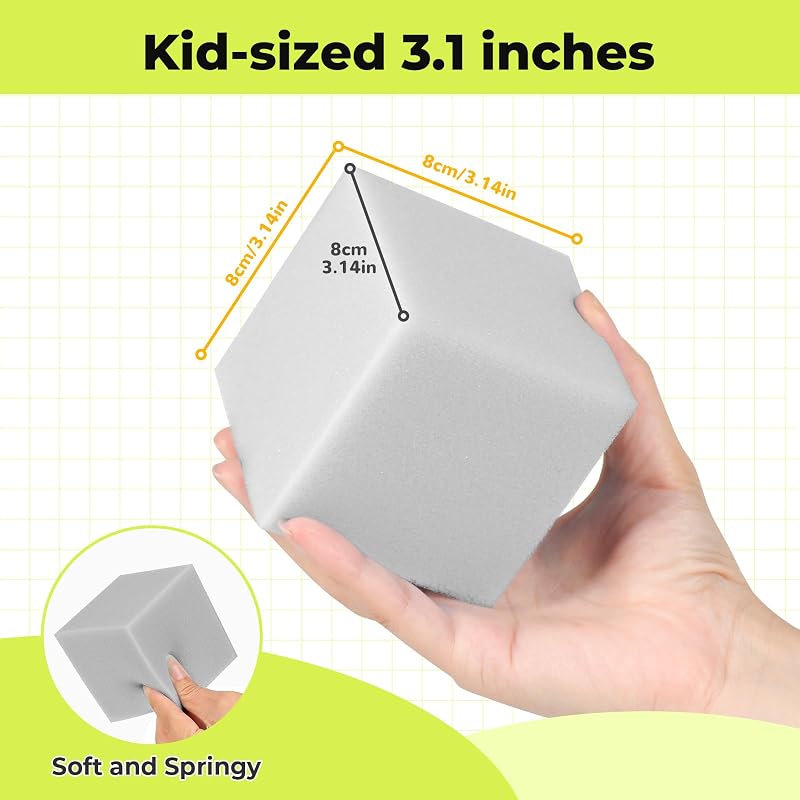 Light Gray 100 Pack Foam Cubes 3.15in - Gymnastics, Rock Climbing & Indoor Park Pit Cushions