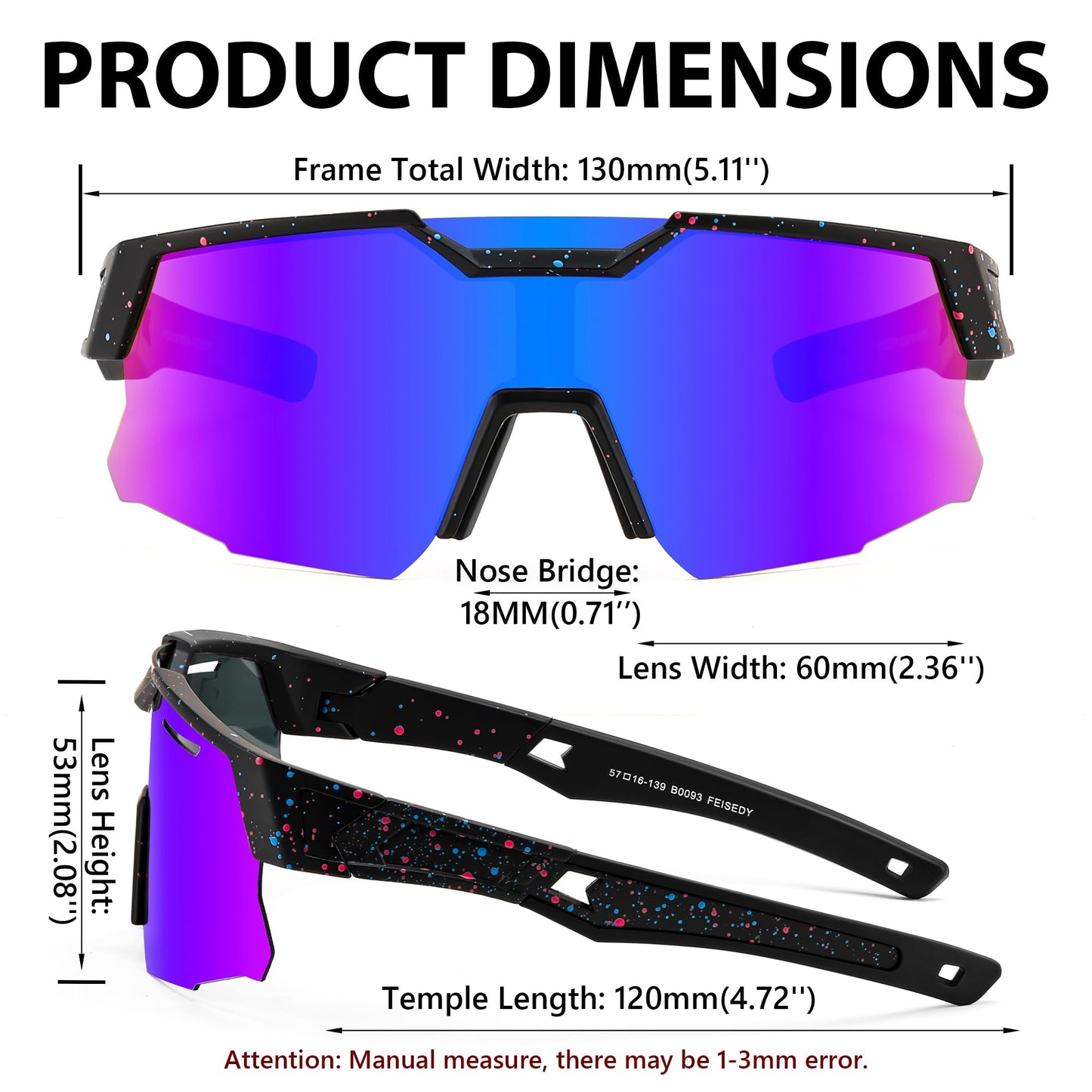 FEISEDY Teens Baseball Sunglasses Sports Cycling Glasses for Youth Polarized UV400 Boys Girls Age 8-14 B0093