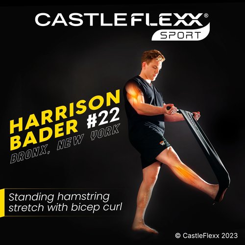 CastleFlexx Mobility and Full Body Strengthening Device | Non-Elastic Stretch Strap with Natural Premium Cork Handles for Stretching, Exercise, Physical Therapy, and Yoga | Height up to 5’9” Black/Red