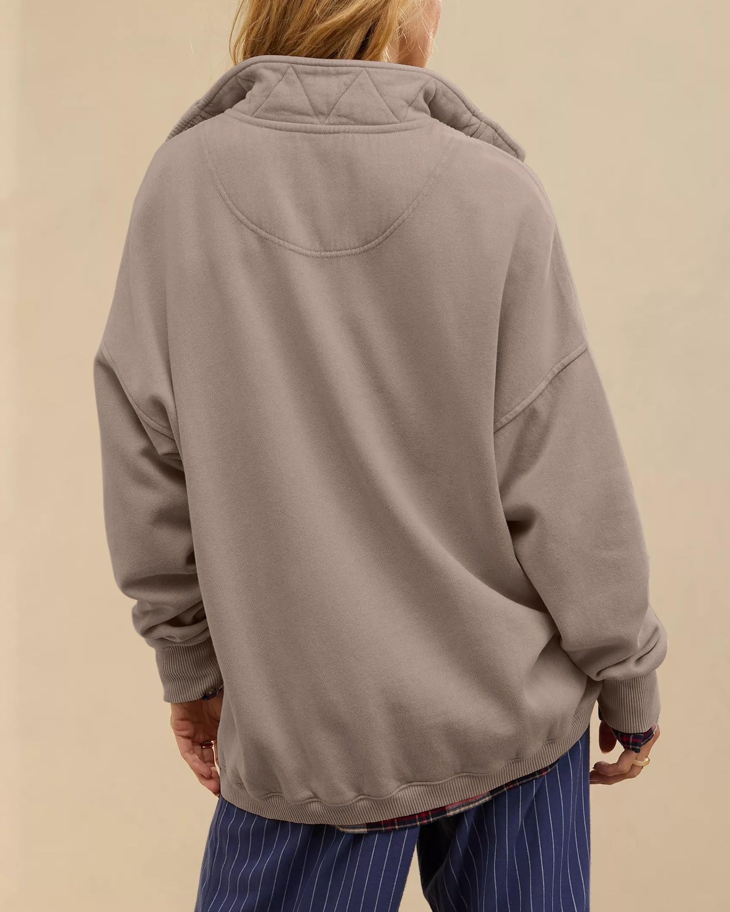 Gacaky Sweatshirt for Women Oversized Casual Long Sleeve Button Henley Neck Pullover Tops Fashion Outfits Clothes Coffeegrey M