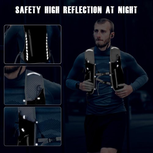 NONSAR Running Vest for Men Women, Running Vest Backpack, Lightweight Pack with 500ml Soft Flask, Adjustable Chest Straps and Reflective Running Hydration Vest for Running Hiking Cycling Camping