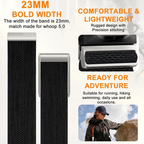 omee Nylon Sport Band Compatible with Whoop 5.0 Bands One, Peak and Life, Breathable Nylon Adjustable Waterproof Replacement Wristbands Straps for Whoop Band 5.0 – Not Compatible with Gen 4