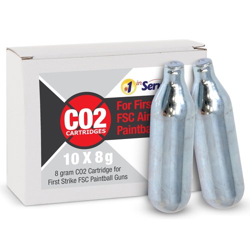 8 Gram CO2 Unthreaded Cartridges 10 Pack Cylinders Non Threaded Compatible with First Strike FSC Paintball Airsoft Air Pellet Guns & Pistols